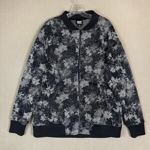 Ivy Park Jacket‎ Womens M Black Full Zip Floral Nesh Bomber Relaxed Fit Pockets